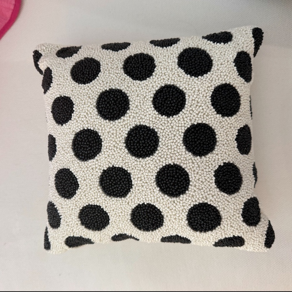 Kate Spade x Target Polka dot black and cream beaded accent pillows (12x12)